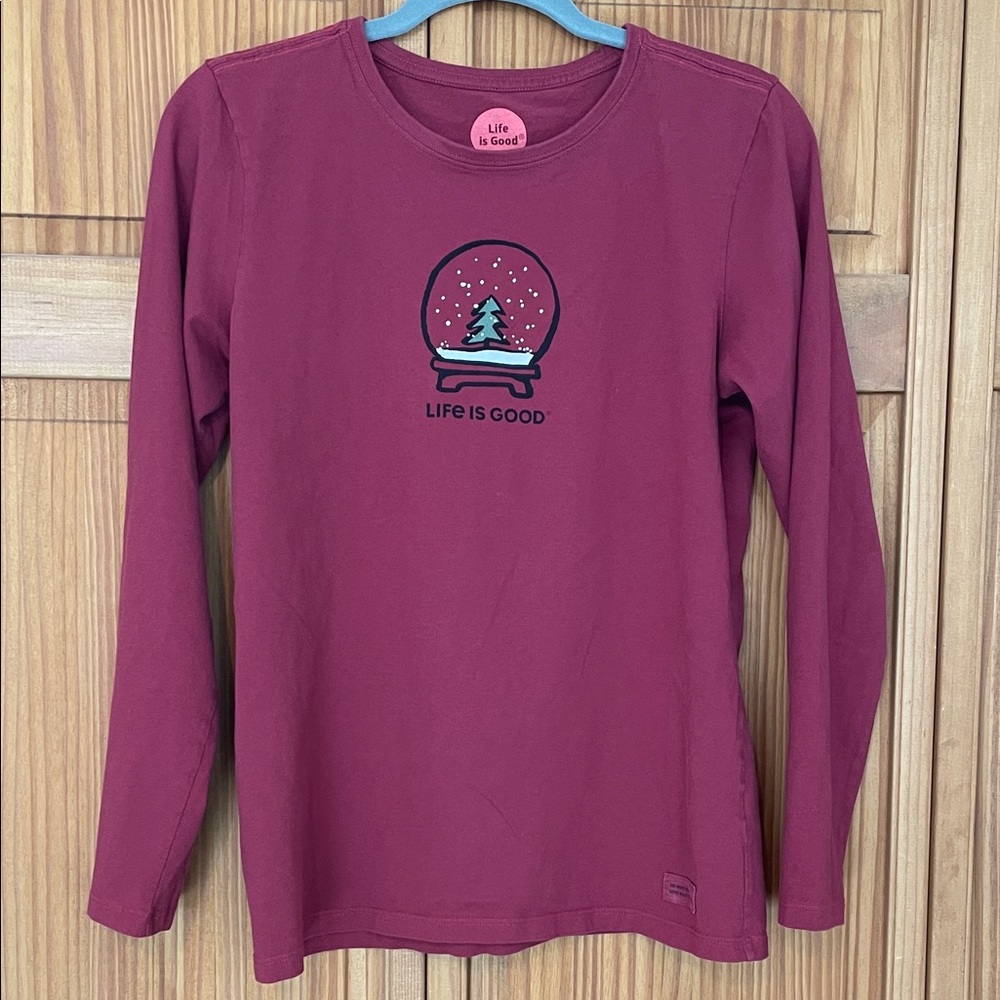 Life Is Good Burgundy Long Sleeve Tee